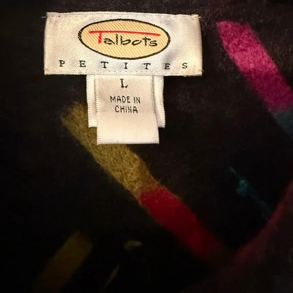 Talbots Jacket – 100% Wool Plaid Button Front – Charcoal Multicolor – Petites L - Picture 2 of 7